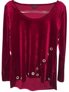 1491 Fontana Rhinestone & Gold Buttons Long Sleeve Velveteen Tunic Sz.M